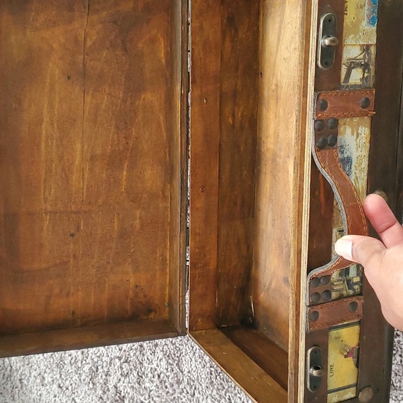 DECORATIVE LUGGAGE WITH LEATHER TRIM 15"×9"×4" - Picture 9 of 9